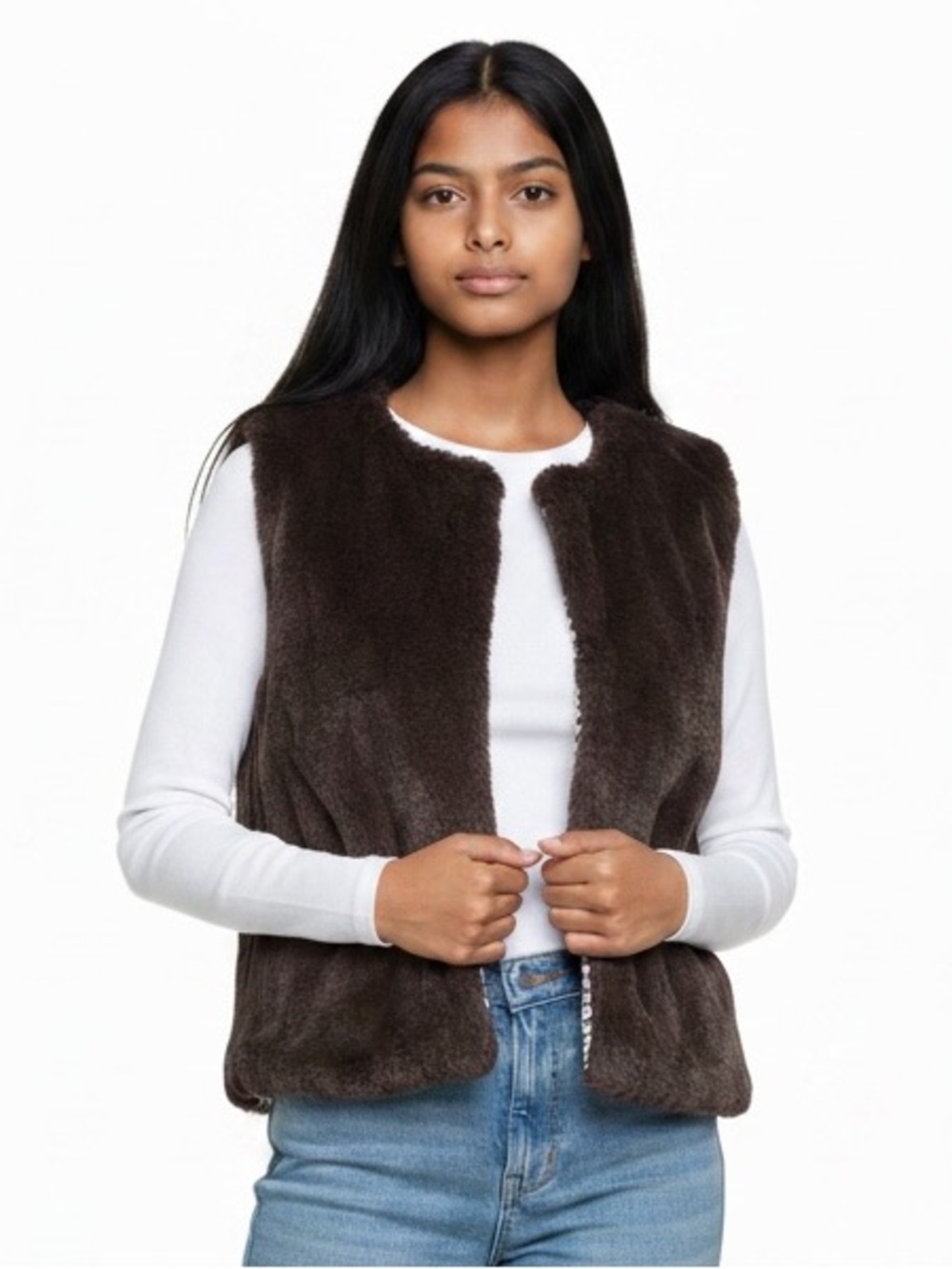 Beautees Girls Faux Fur Vest Size Medium